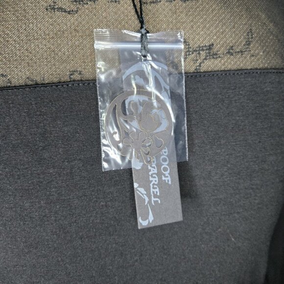 NWT Poof! Black Mesh Yoke Long Sleeve Top Sheer Shoulder Crew Neck Blouse Small - Picture 5 of 7